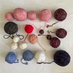 Assorted Yarn Balls Mix - Pink, Burgundy, Blue, White, Black